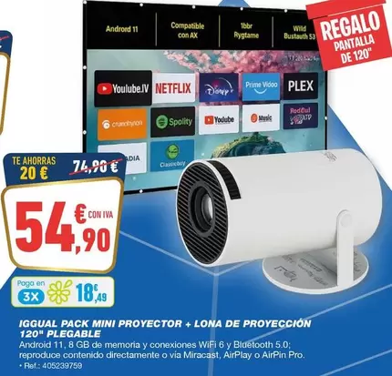 Iggual - Pack Mini Proyector + Lona De Proyeccion