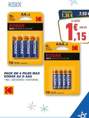 Kodak - Pack De 4 Piles Max Aa O Aaa