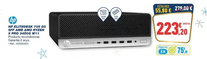 HP - Elitedesk 705 G5 Sff Amb Amd Ryzen 5 Pro 3400g W11