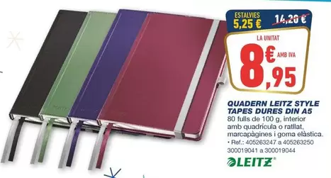 Leitz - Quaderno Leitz Style Tades Dures Din A5