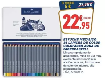 Faber Castell - Estuche Metalico 36 Lapices De Color Goldfaber Aqua