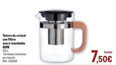 quid - Tetera De Cristal Con Filtro Acero Inoxidable