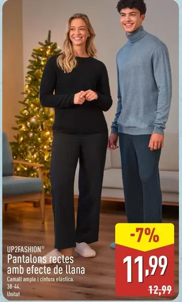 Up2fashion - Pantalons Rectes Amb Efecto De Llana