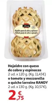 Hojaldre Con Queso De Cabra Y Espinacas O Tomate Y Mozzarella O Quiche Lorraine