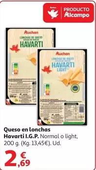 Auchan - Queso En Lonchas Havarti I.G.P. Normal O Light