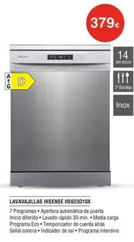 Hisense - Lavavajillas Hs623011ox