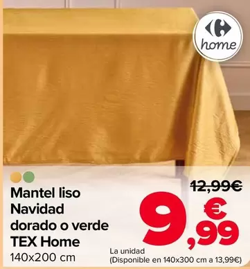 Tex Home - Mantel Liso Navidad Dorado O Verde