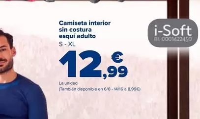 Camiseta Interior Sin Costura Esquí Adulto