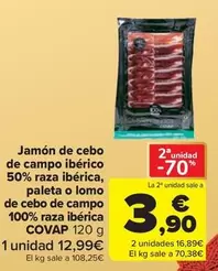 Covap - jamon de cebo de campo iberico 50% raza iberica, paleta o lomo de cebo de campo 100% raza iberica