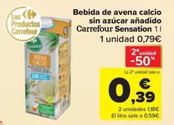 carrefour - Bebida De Avena Calcio Sin Azucar Anadido Sensation