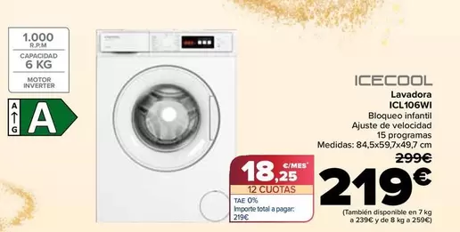 Icecool - Lavadora ICL106WI