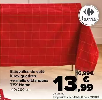 Tex Home - Mantel Algodón Lúrex Cuadros Rojos O Blanco