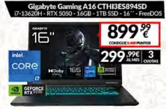 Gigabyte - Gaming A16 Cthi3es894sd 17-1362oh-rtx 5050-16gb 1tb Ssd-16