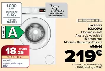 Icecool - Lavadora ICL106WI