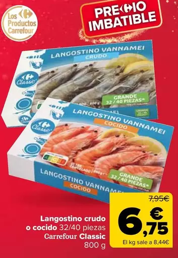 Carrefour Classic - Langostino Crudo  O Cocido 32/40 Piezas 