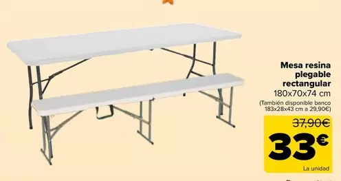 Mesa Resina Plegable Rectangular