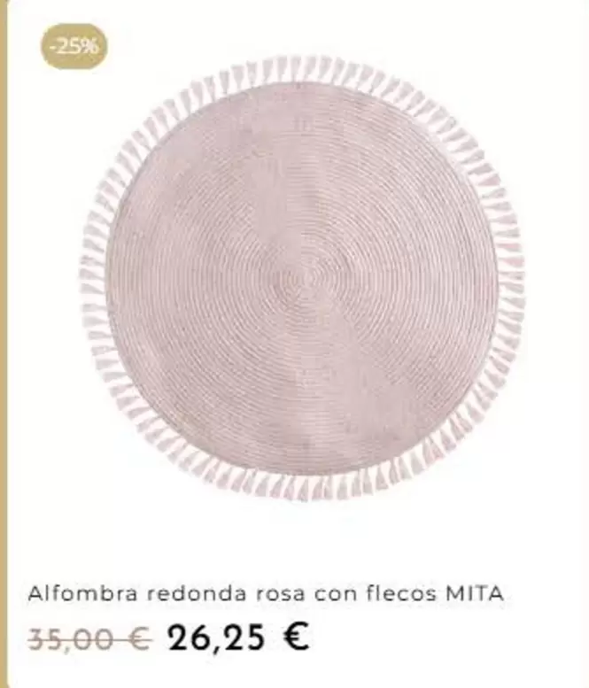 Alfombra Redonda Rosa Con Flecos Mita