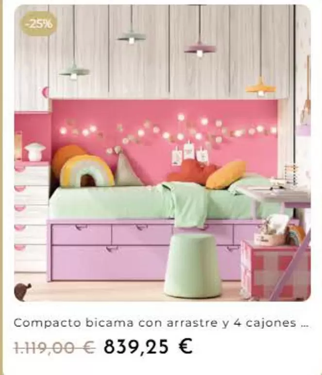 Compacto Bicama Con Arrastre Y 4 Cajones