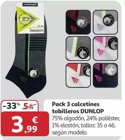 Dunlop - Pack 3 Calcetines Tobilleros