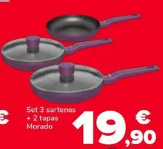 Set 3 Sartenes + 2 Tapas Morado
