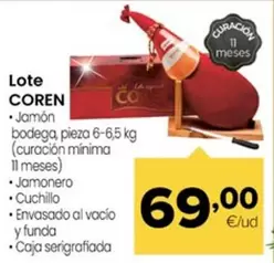 Coren - Lote Jamon Bodega, Jamonero, Cuchillo, Envasado Al Vacio Y Funda, Caja Serigrafiato