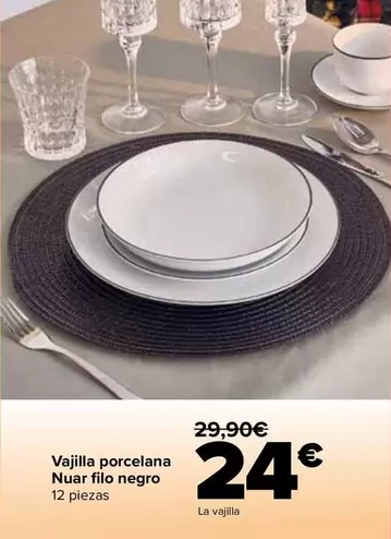 Vajilla Porcelana Nuar Filo Negro