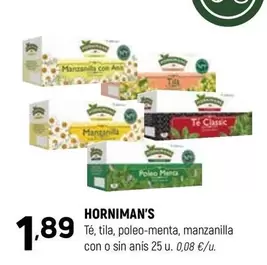 Hornimans - Te, Tila, Poleo-menta, Manzanilla Con O Sin Anis