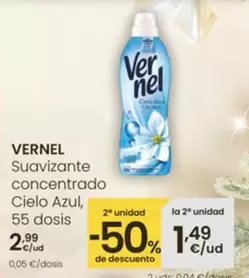Vernel - Suavizante Concentrado Cielo Azul, 55 Dosis