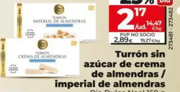 Dia Dulce Noel - Turrón Sin Azúcar De Crema De Almendras/Imperial De Almendras