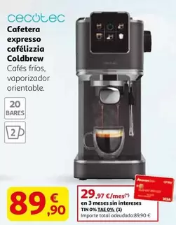 Cecotec - Cafetera Expresso Cafelizzia Coldbrew