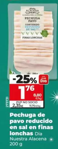 Dia Nuestra Alacena - Pechuga De Pavo Reducido En Sal En Finas Lonchas 200 G