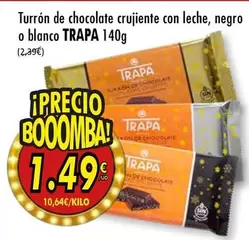 trapa - Turron De Chocolate Crujiente Con Leche, Negro O Blanco