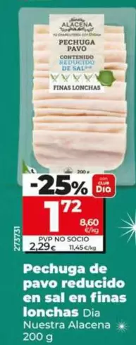 Dia Nuestra Alacena - Pechuga De Pavo Reducido En Sal En Finas Lonchas