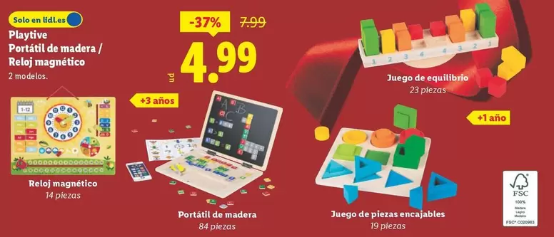 Playtive - Portátil De Madera/Reloj Magnético