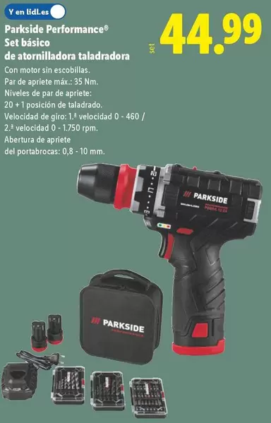 Parkside Performance - Set Básico De Atornilladora Taladradora 