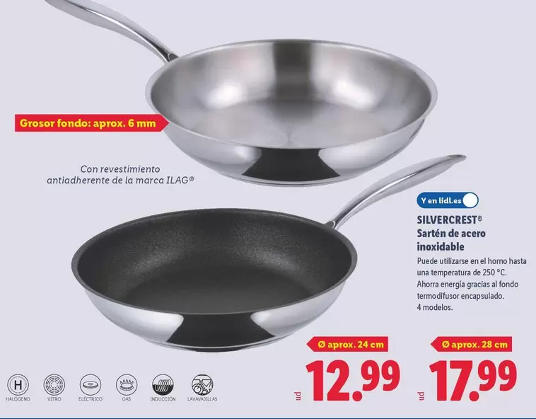 SilverCrest - Sartén De Acero Inoxidable