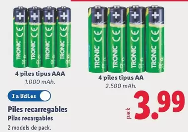 Tronic - Pilas Recargables