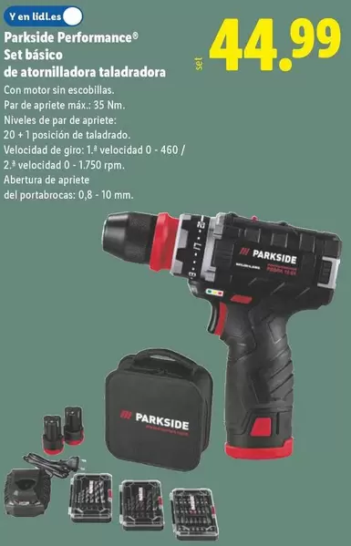 Parkside Performance - Set Básico De Atornilladora Taladradora 