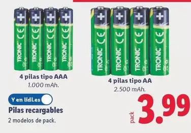 Tronic - Pilas Recargables