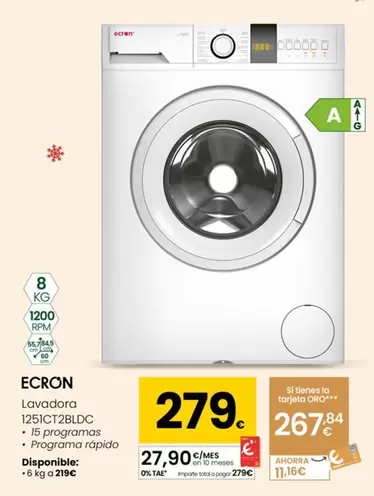 Ecron - Lavadora 1251CT2BLDC 