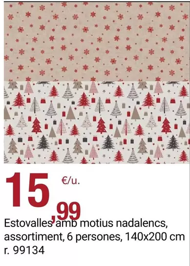 Estovalles Amb Motius Nadalencs, Assortiment, 6 Persones, 140x200 Cm