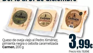 Carmen - Queso De Oveja Viejo Al Pedro Ximénez, Pimienta Negra O Cebolla Caramelizada