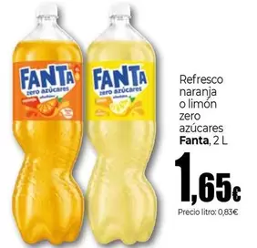 Fanta - Refresco Naranja O Limón Zero Azúcares 