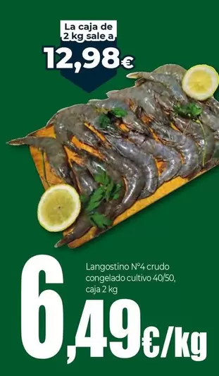 Langostino N°4 Crudo Congelado Cultivo 40/50