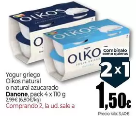 Danone - Yogur Griego Oikos Natural O Natural Azucarado
