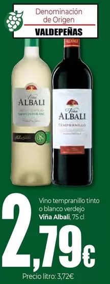 Viña Albali - Vino Tempranillo Tinto O Blanco Verdejo