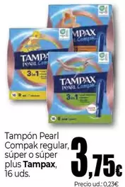 Tampax - Tampón Pearl Compak Regular, I Súper O Súper Plus