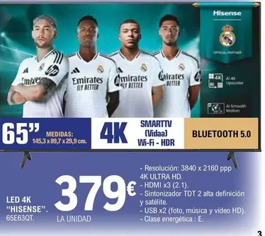 Hisense - Led 4K 65E63QT