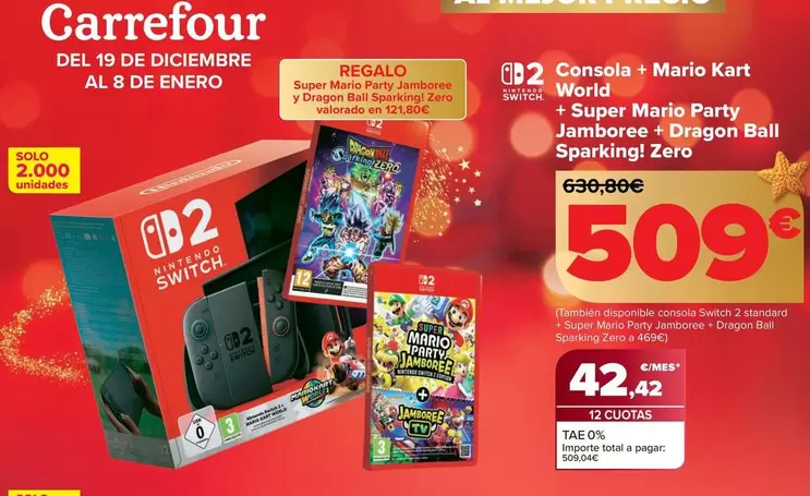 Consola + Mario Kart World  + Super Mario Party Jamboree + Dragon Ball Sparking! Zero