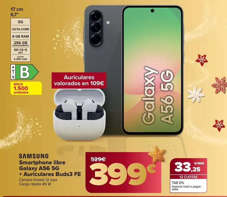 Samsung - Smartphone Libre  Galaxy A56 5g  + Auriculares Buds3 Fe